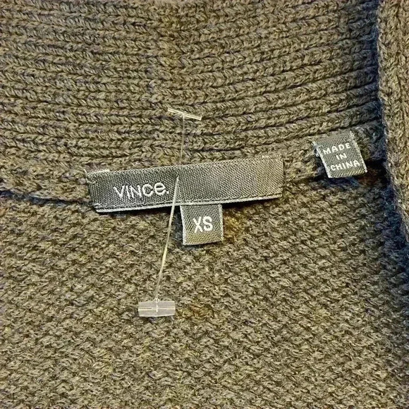 NEW Vince Women's SS Cardigan Sweater XSMALL Brown Wool‎ Blend Draped Open Front - Picture 9 of 13